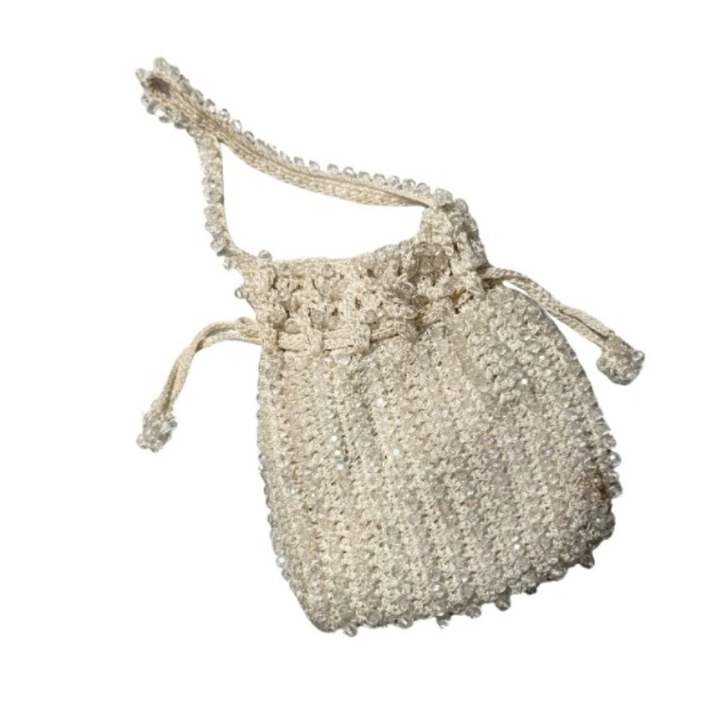 Cream Beaded Crotchet Bag